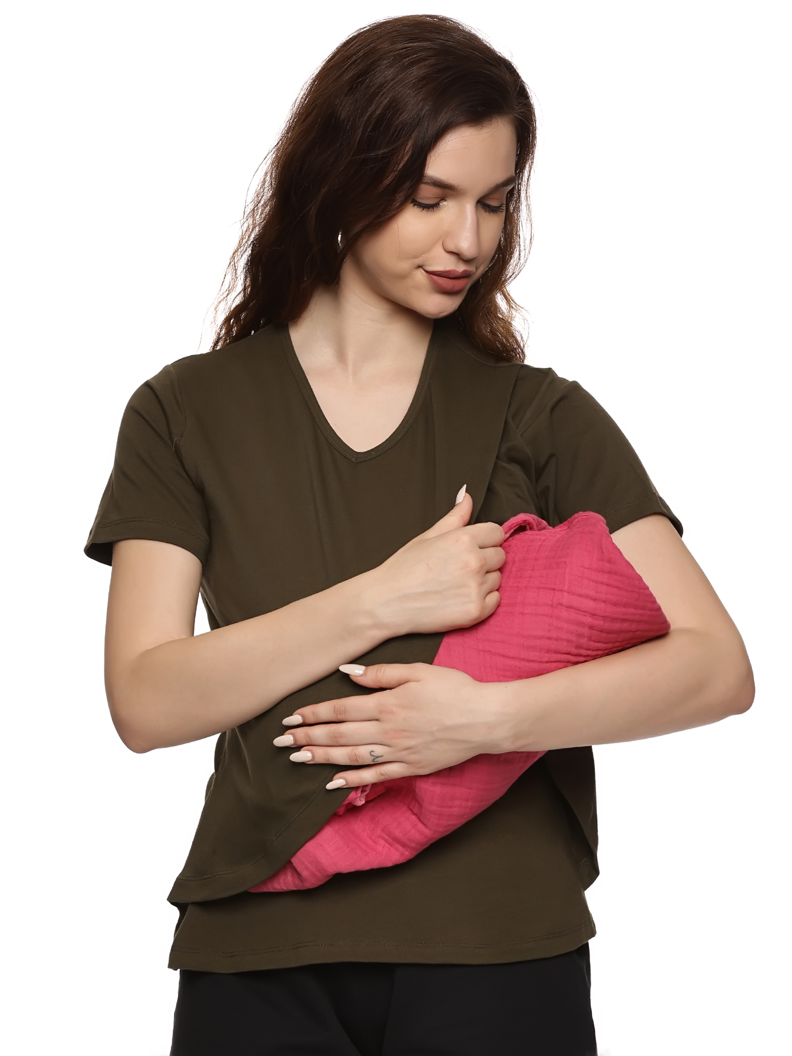KIKWIT Maternity Feeding Tops Without Zip for Women, Feeding Coverup Pregnancy Tshirt,Feeding T-Shirt for Easy Nursing & Breastfeeding, Maternity Top Wear for Mothers