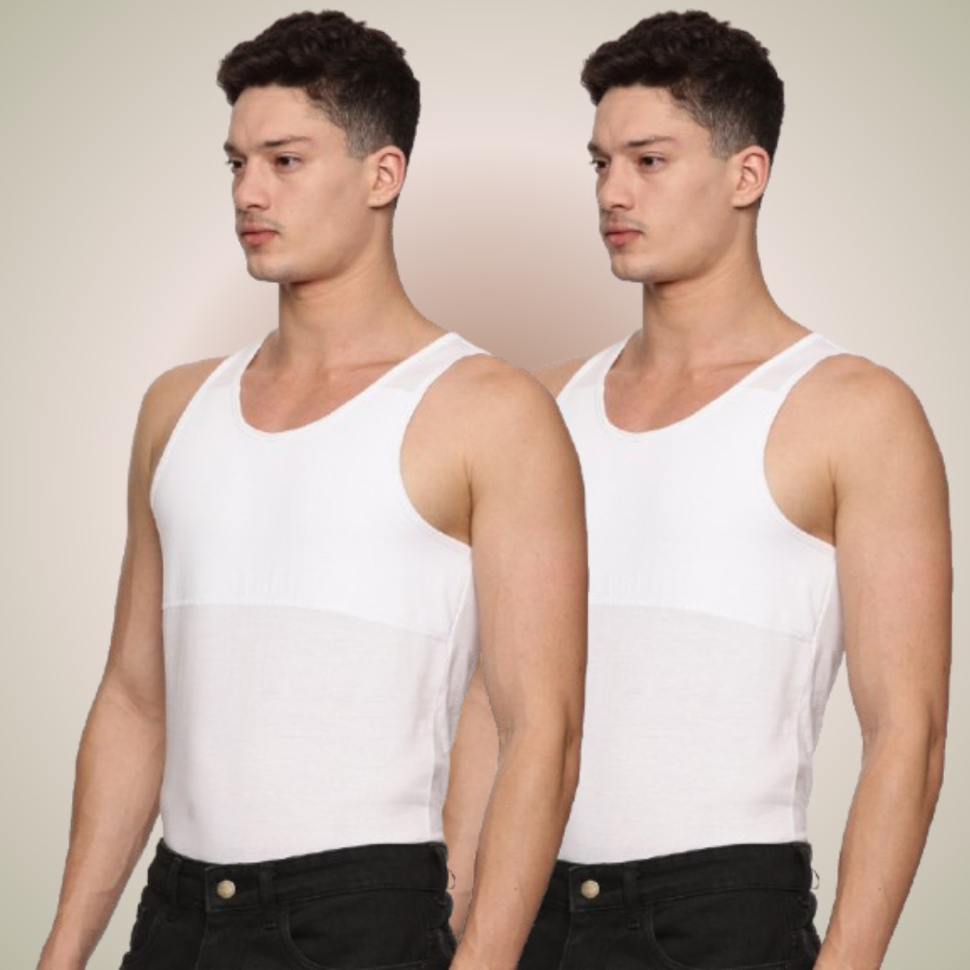 Men's Chest Compression Vest to Hide Gynecomastia Moobs Shapewear, Compression Chest Binder for Men to Hide Moobs(pack of 2)